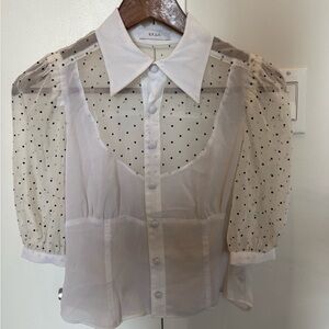 GVGV White Sheer Polka Dot Blouse size Small